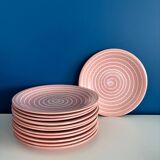 Service d’assiettes en céramique Longchamp rose marbré - assiette vintage