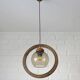 Wooden hanging light / vintage handmade rustic pendant lamp 1970's