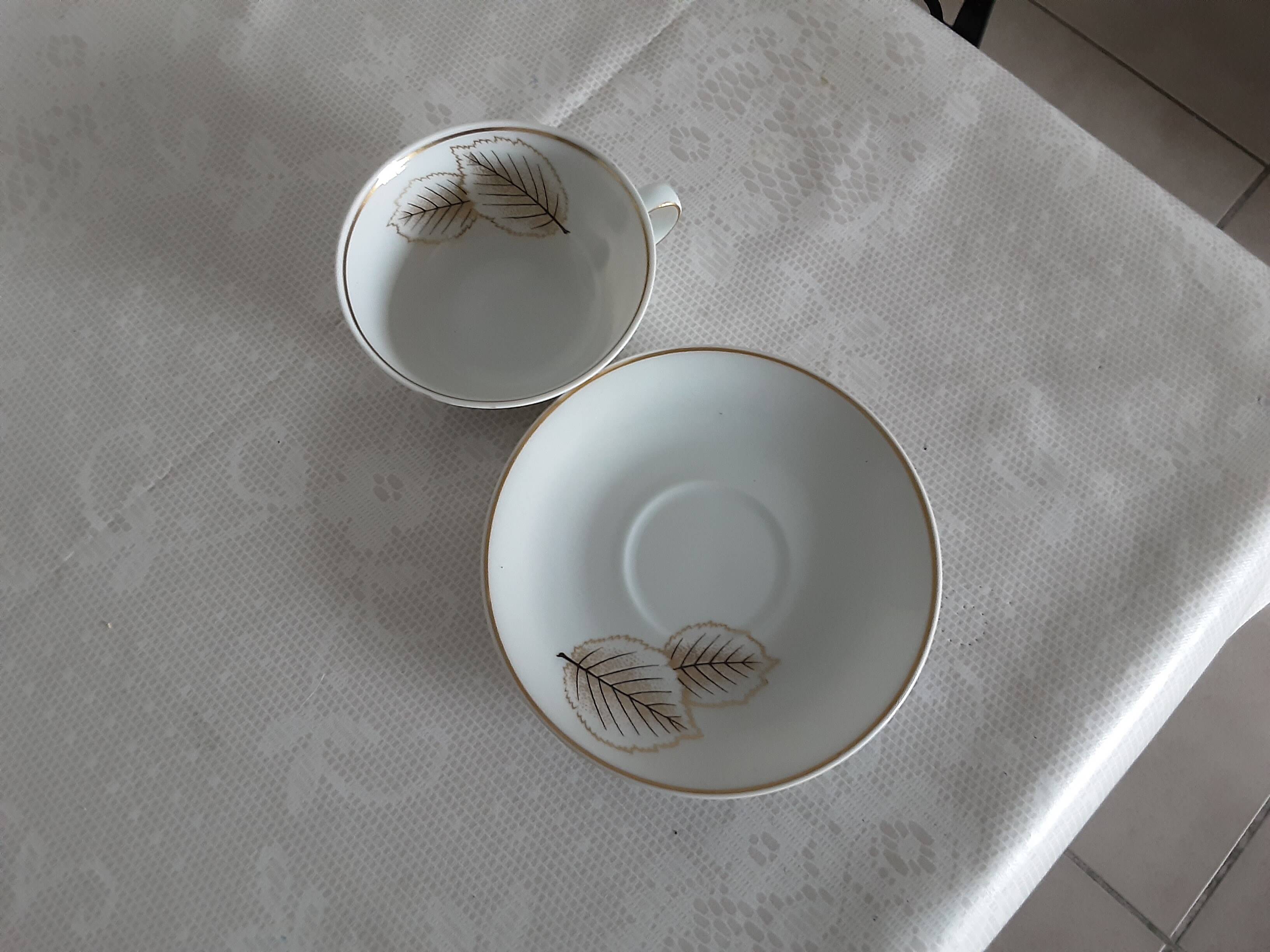 Cup and saucer in Limoges porcelain by Bernardaud Catherine.