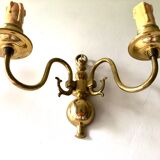 Pair of double sconces in gilded brass 1950