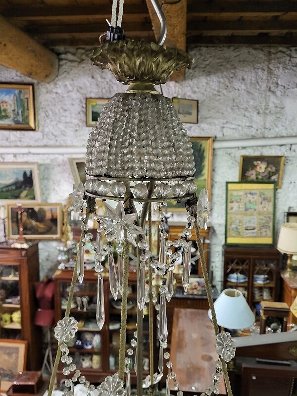 6-Light Funnel Pearl Tassel Chandelier