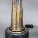 1940s Pair of Italian Restored Brass Table Lamps with Glass Shades