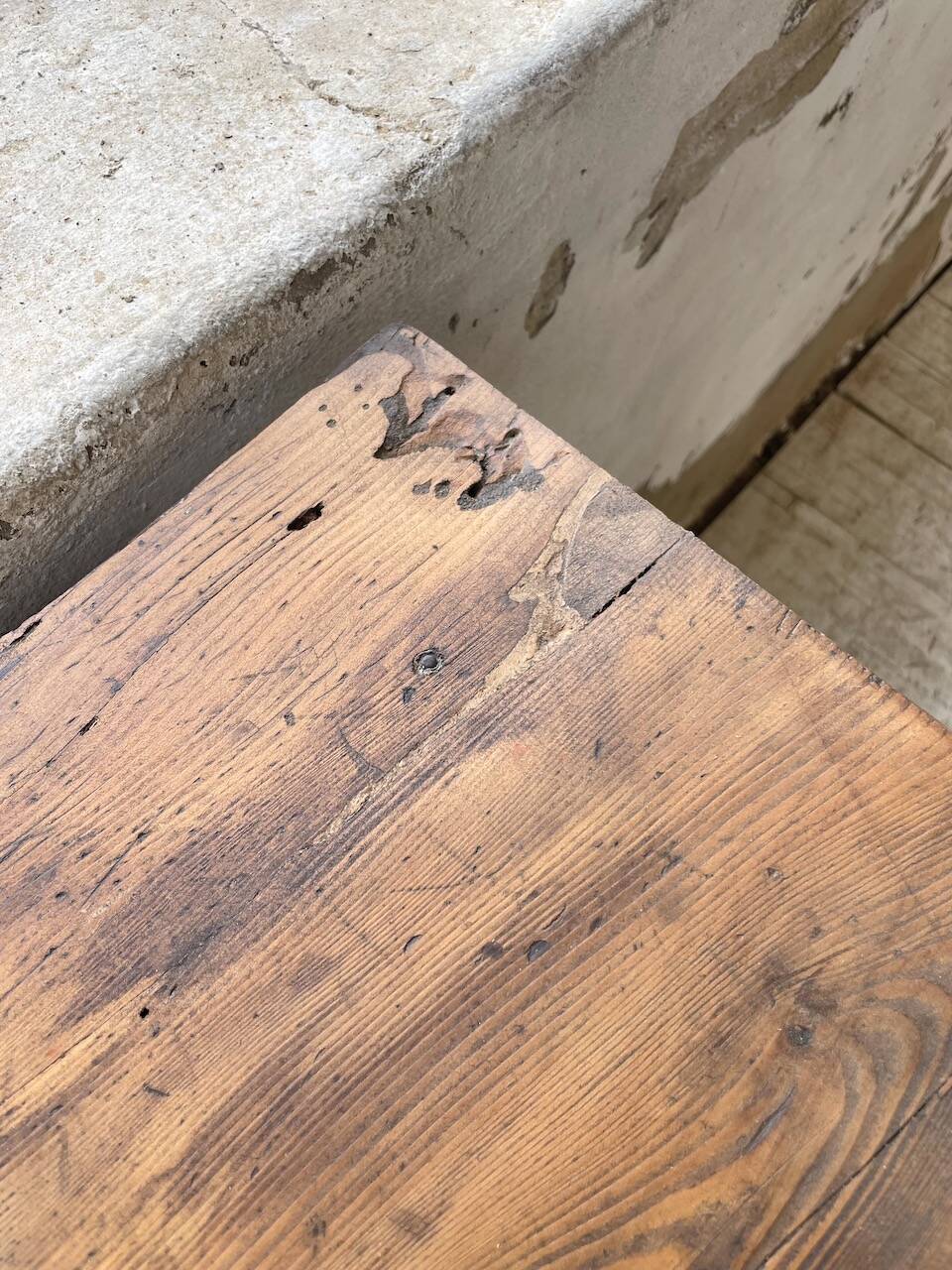 Drapery console table in pine