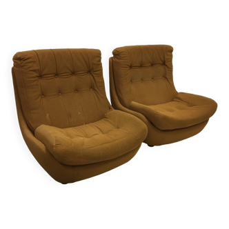 Paire de 2 chaises vintage RARE Jitona Ultra Light ATLANTIS en polystyrène avec étiquettes d'origine Mid Century