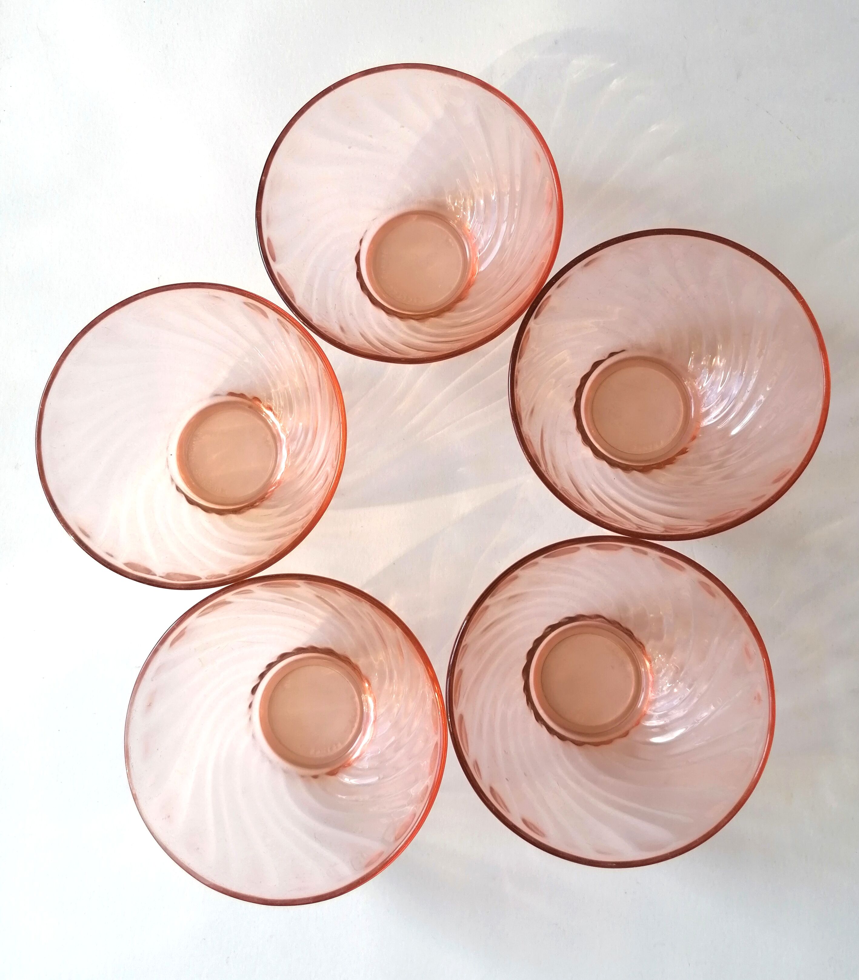 5 bols verre rose arcoroc rosaline