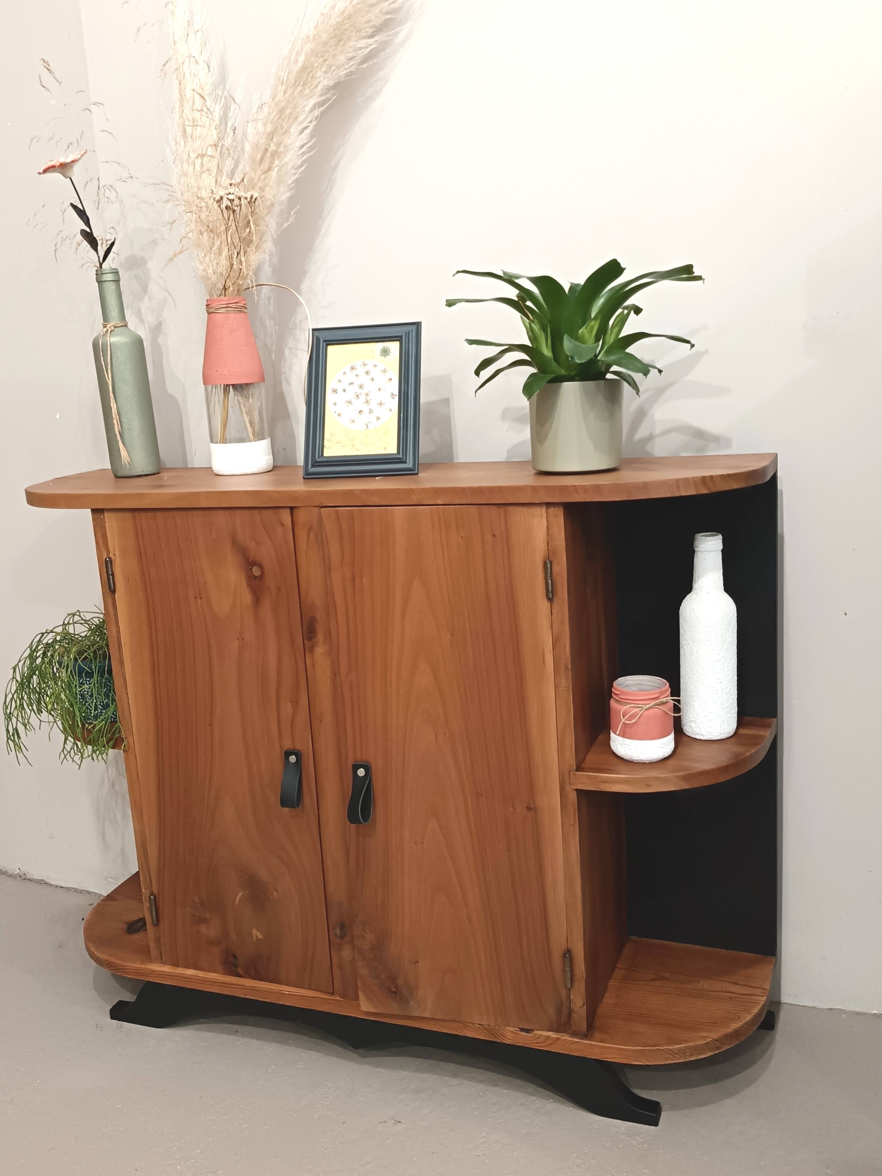Small buffet or console in natural and black wood