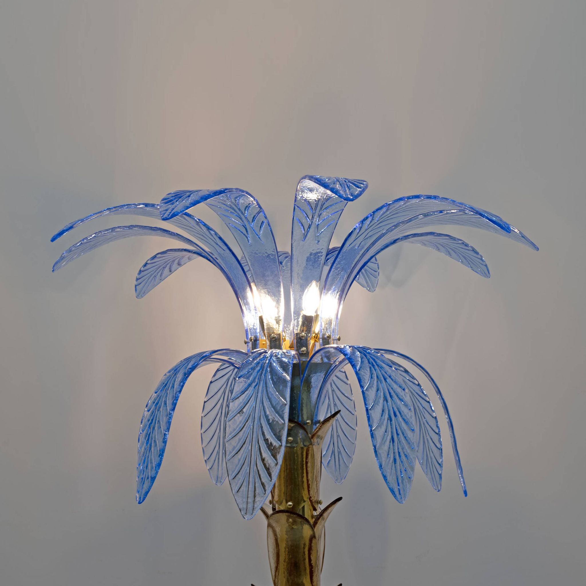 Lampadaire palmier en verre de Murano et laiton, style moderne du milieu du siècle