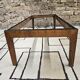 Vintage 1970s smoked glass wood coffee table