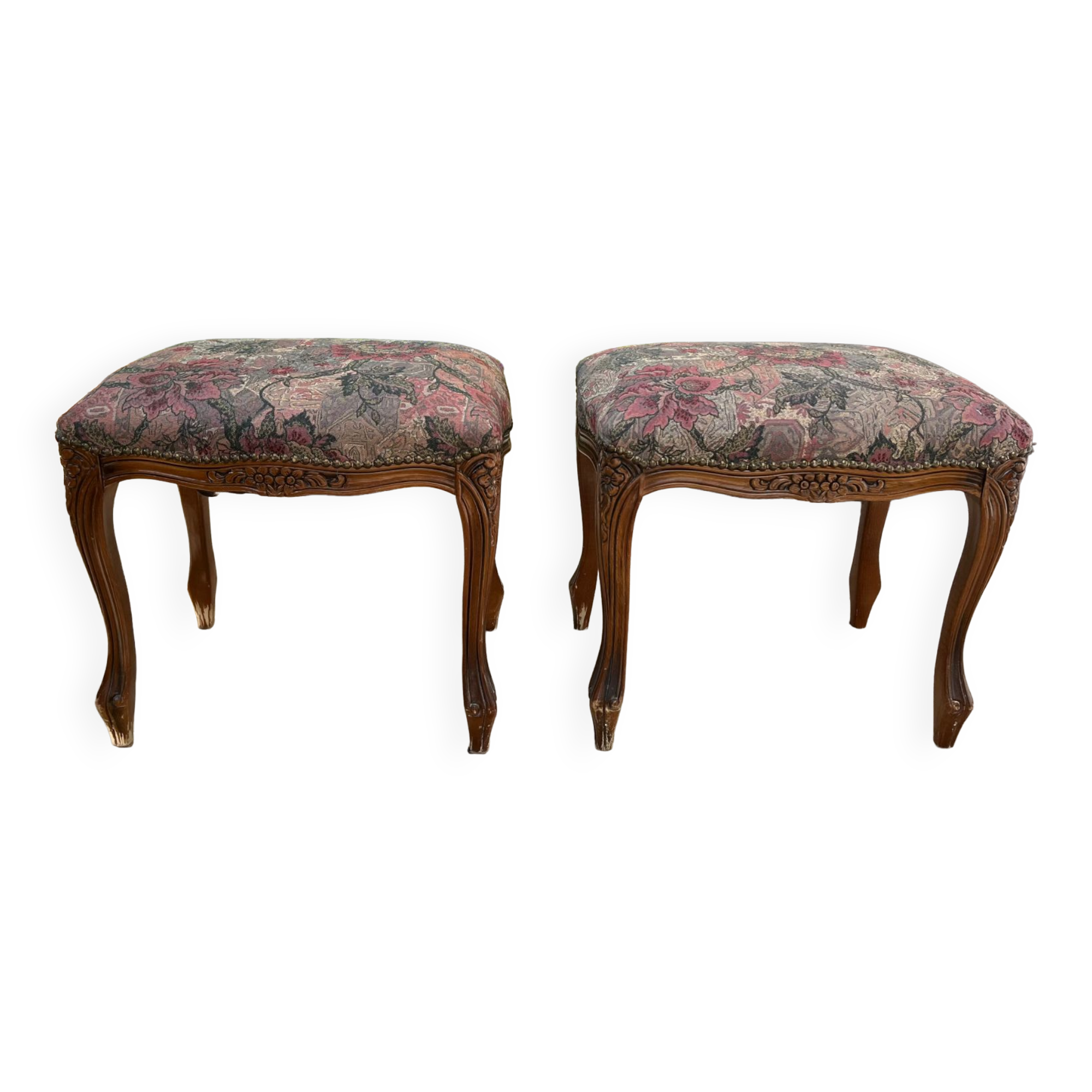 Paire de tabourets en bois
