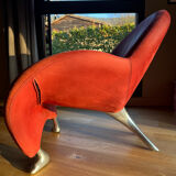 Papageno armchair leolux nubuk carmine red