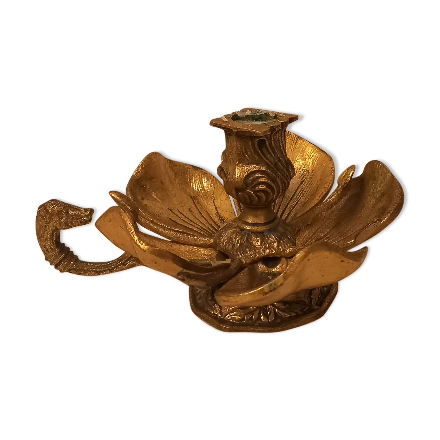 Brass flower candle holder