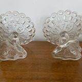 Ancienne paire drageoir coupe cristal pied tripode poisson XIXème vintage