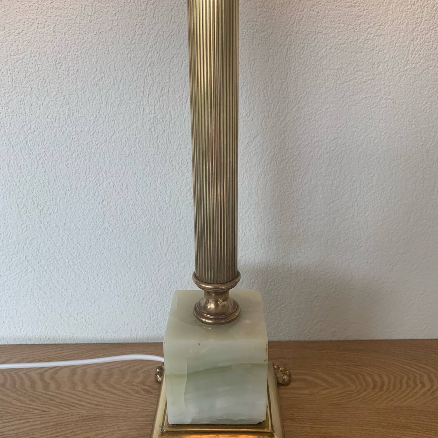 Large Art Deco column lamp metal Onyx frost glass