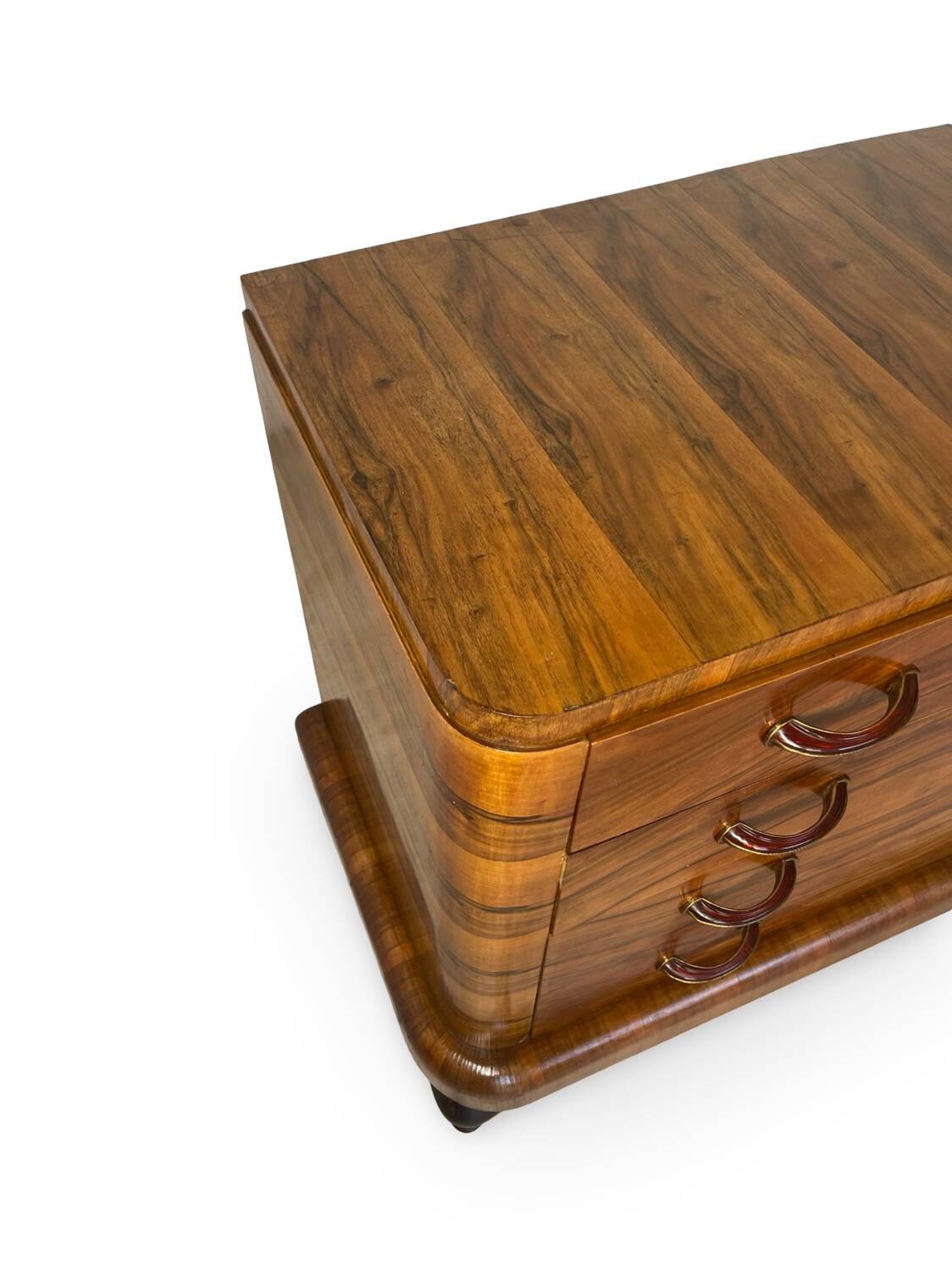 Commode italienne Art déco en ronce de noyer, années 1930