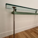 Console métal et verre, pièce unique 1980