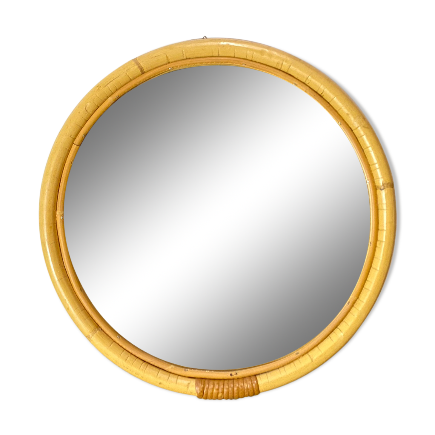 Vintage Round Rattan Mirror From Denmark | Scandinavian BOHO Mirror