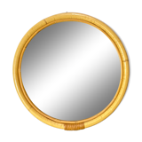 Miroir rond vintage en rotin du danemark | miroir boho scandinave