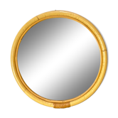 Vintage Round Rattan Mirror From Denmark | Scandinavian BOHO Mirror