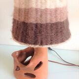 Ceramic lamp terracotta and lampshade wool 50/60