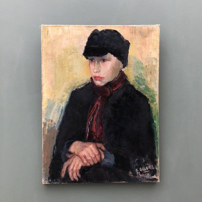 Painting 1920 "Portrait of a young man" signed E.Gasnier