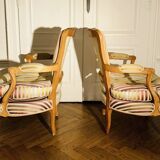 Pair of Roche Bobois cabriolet armchairs with "Queen's back"