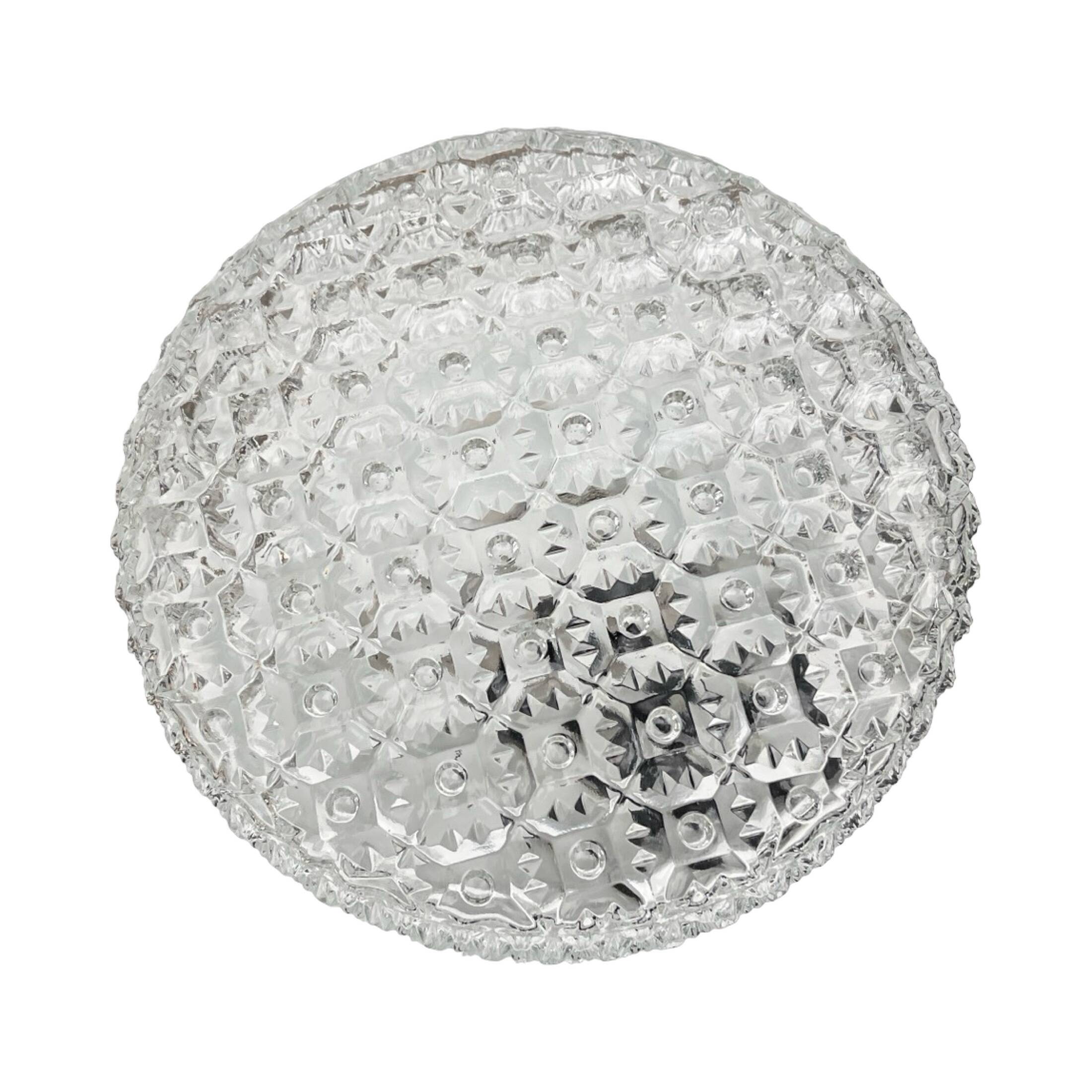 Crystal ceiling/wall lamp Kamenický Šenov, 1970s | Brusel style | Very good