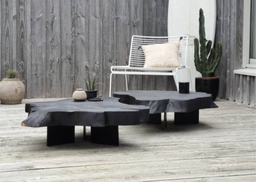 Burnt wood coffee table