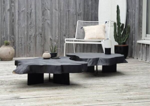 Table basse bois brûlé