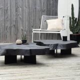 Table basse bois brûlé