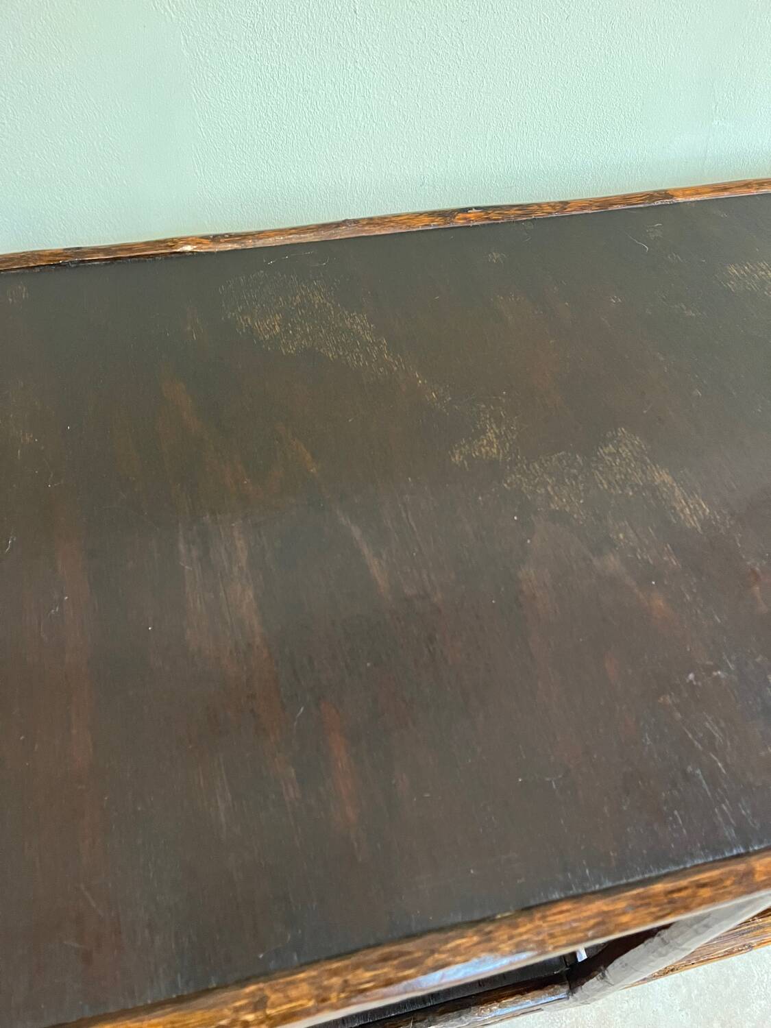 Brown rattan console shelf