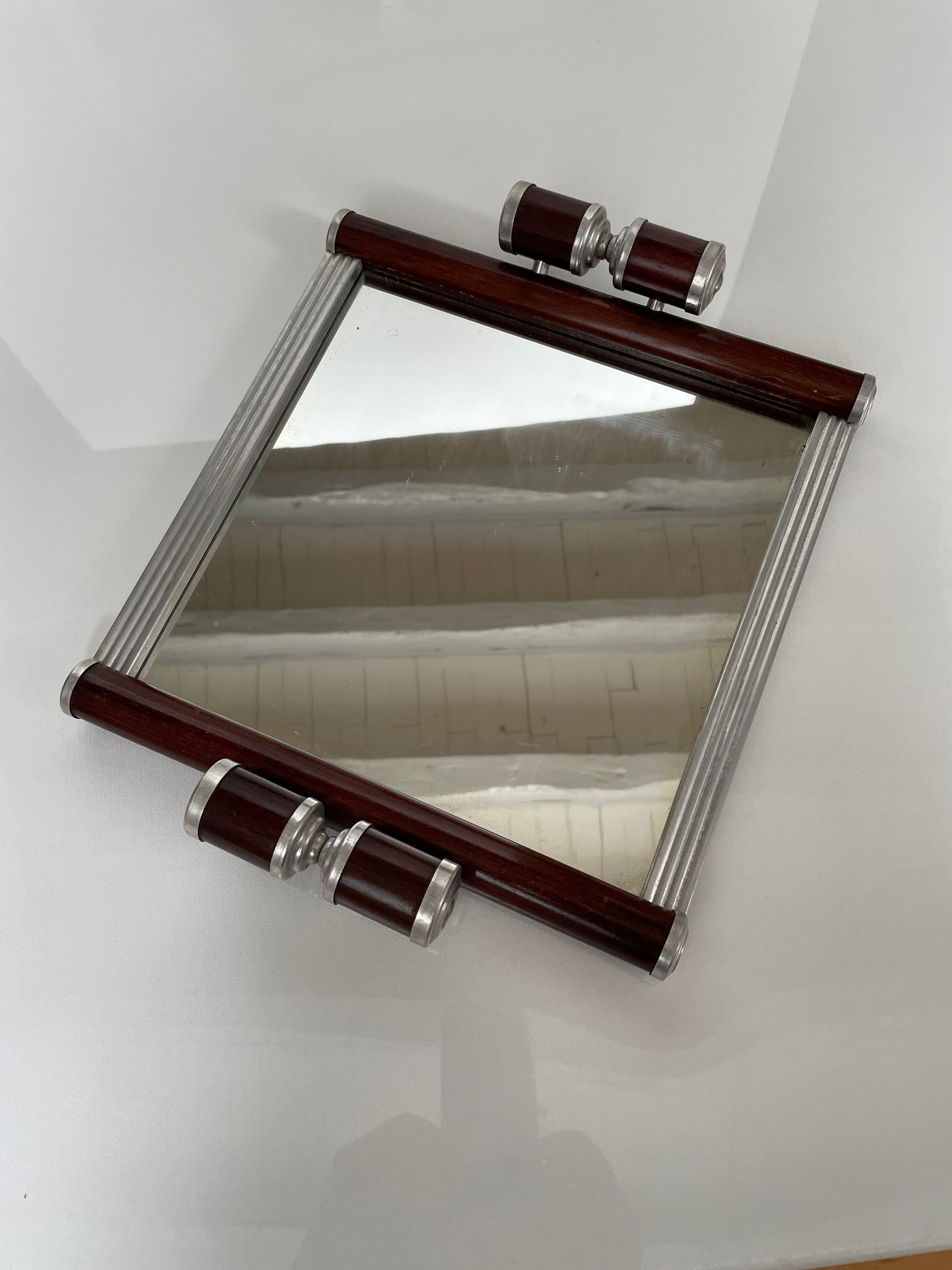 Art deco mahogany and metal tray
