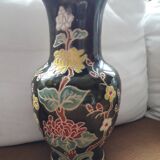Large vintage ceramic vase with floral decoration