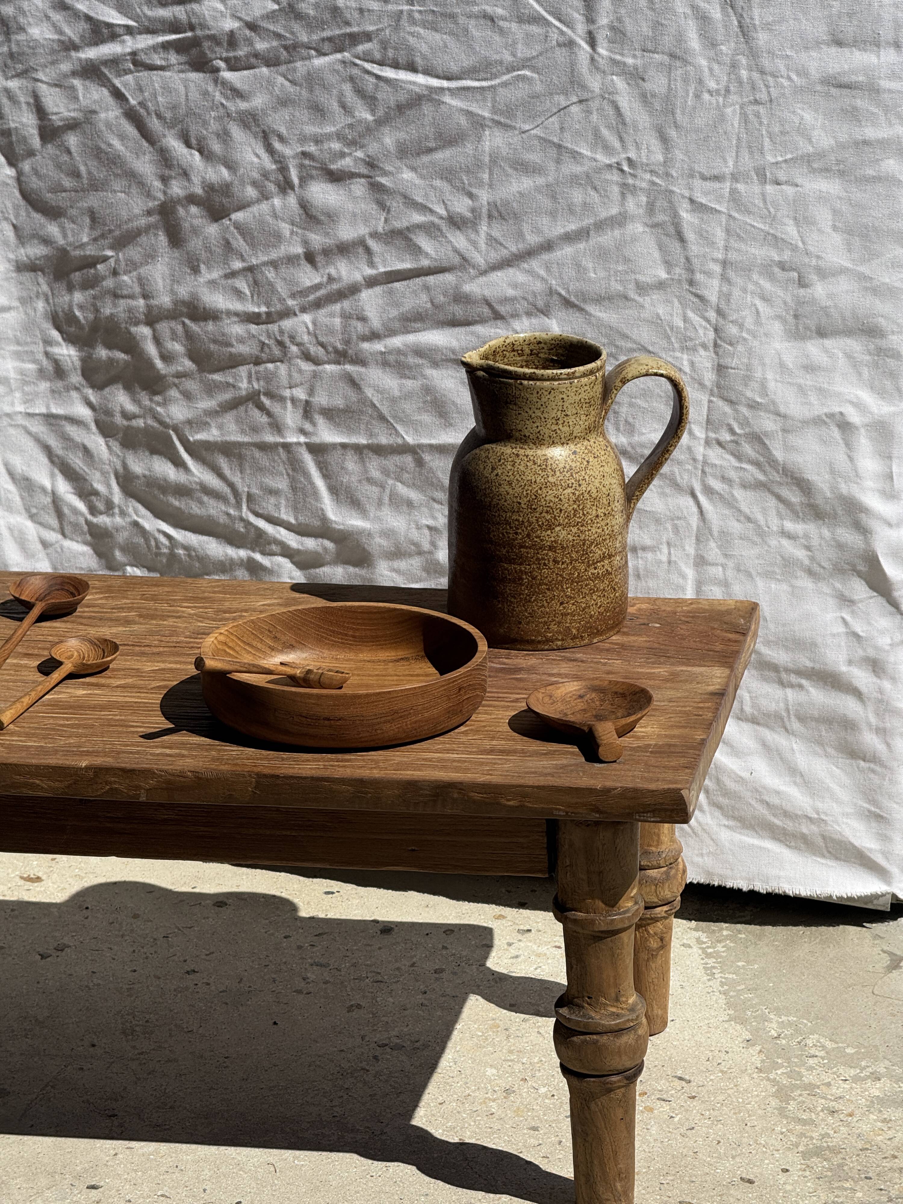 Bowl, cut or presentation plate in monoxyle teak D21 H5