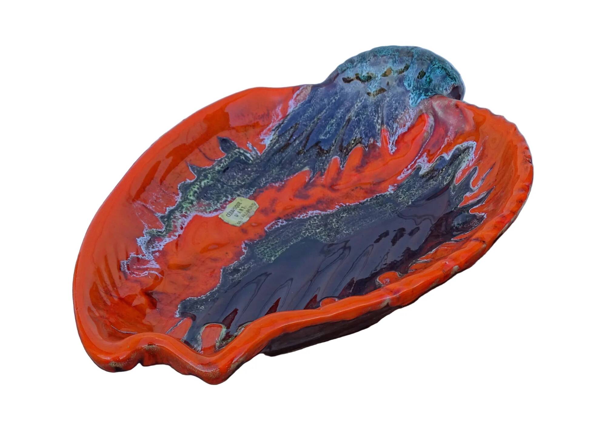 Grand bol en céramique vintage française de Vallauris en forme de coquillage