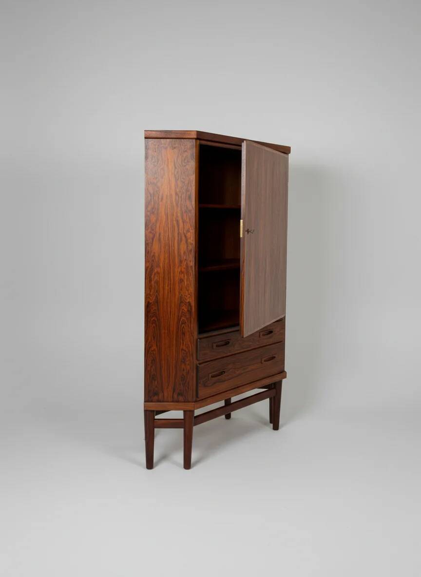 Scandinavian rosewood corner cabinet, Denmark, 1960s