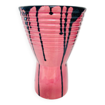 Gros vase rose Art Ceram, circa 1970