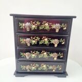 Lacquered jewelry box in chest shape with 4 drawers made in Shanghai
