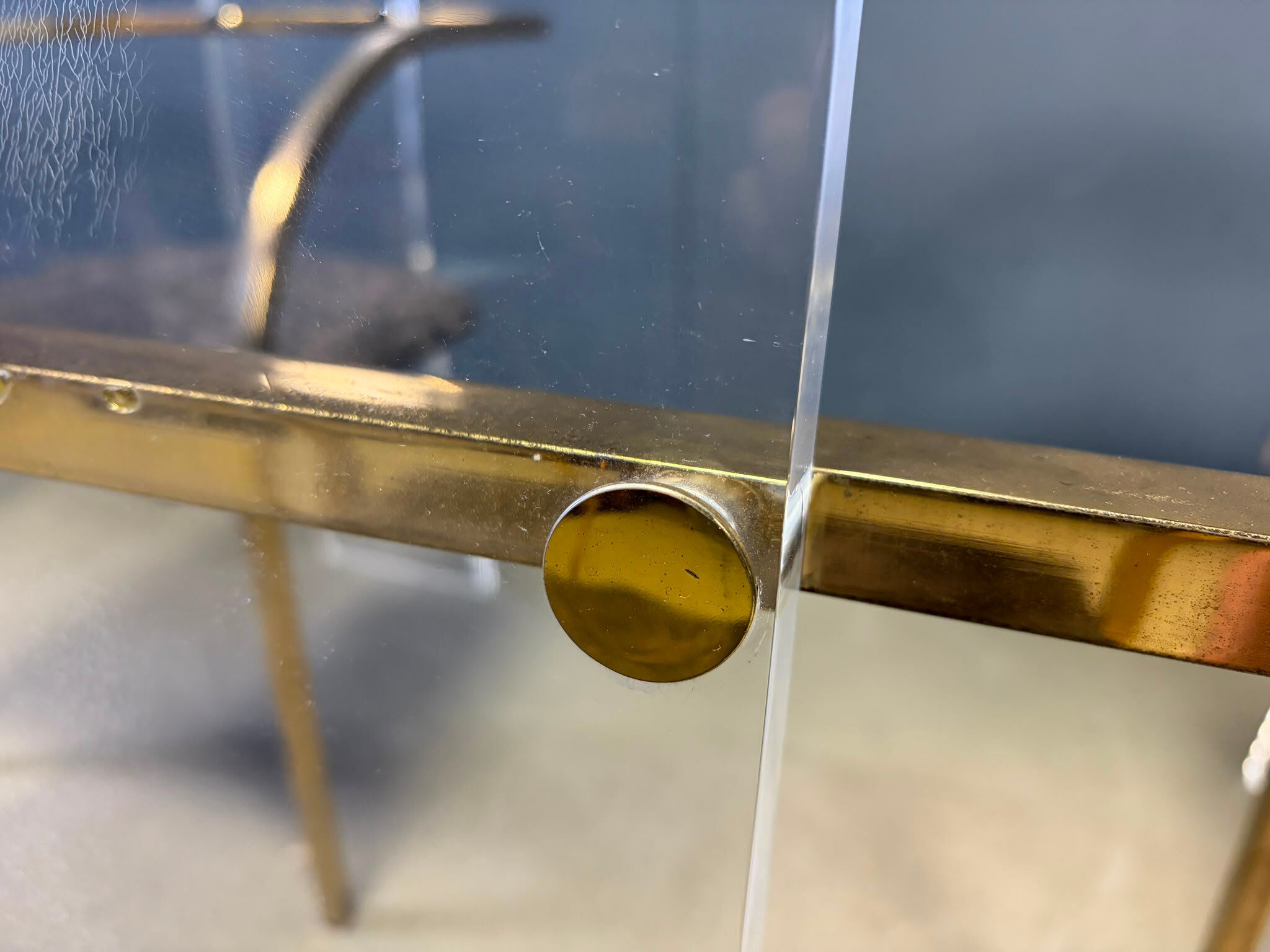 Plexiglass and brass dining chairs by Belgochrom, set of 6 - 1970s