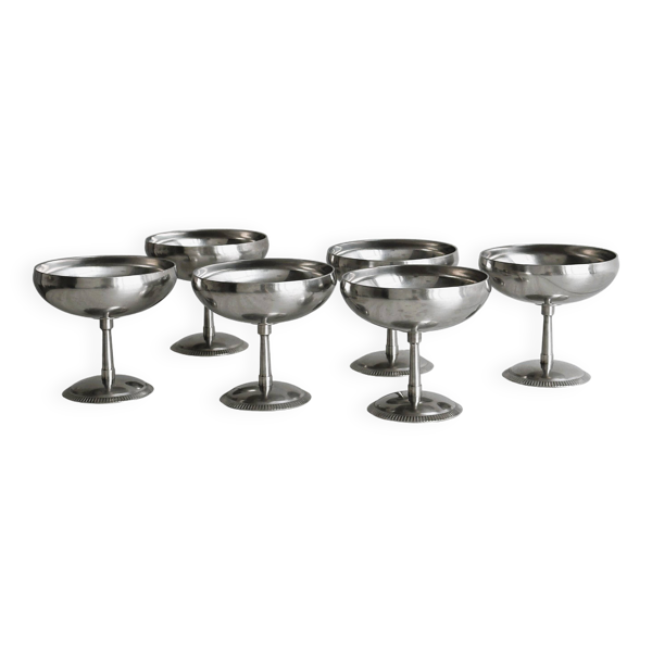 6 coupelles sur pied en inox style Letang Remy