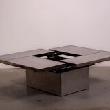 Table basse Belgo en métal brossé chromé