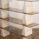 Italian travertine and glass shelf 1970