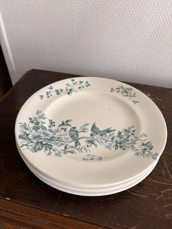 6 assiette plates en faïence Longwy modèle Mignon
