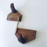 Patère in wood and brass