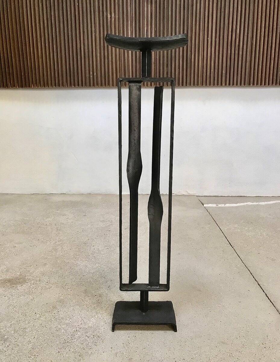 Sculptural brutalist candleholder in wrought iron, GDR / Germany, 1960s