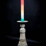 Ceramic candle holder with geometric decoration by Huguette Bessone - Vallauris