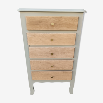 Grey & wood rag picker 5 drawers