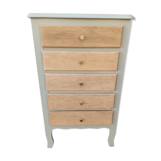 Grey & wood rag picker 5 drawers