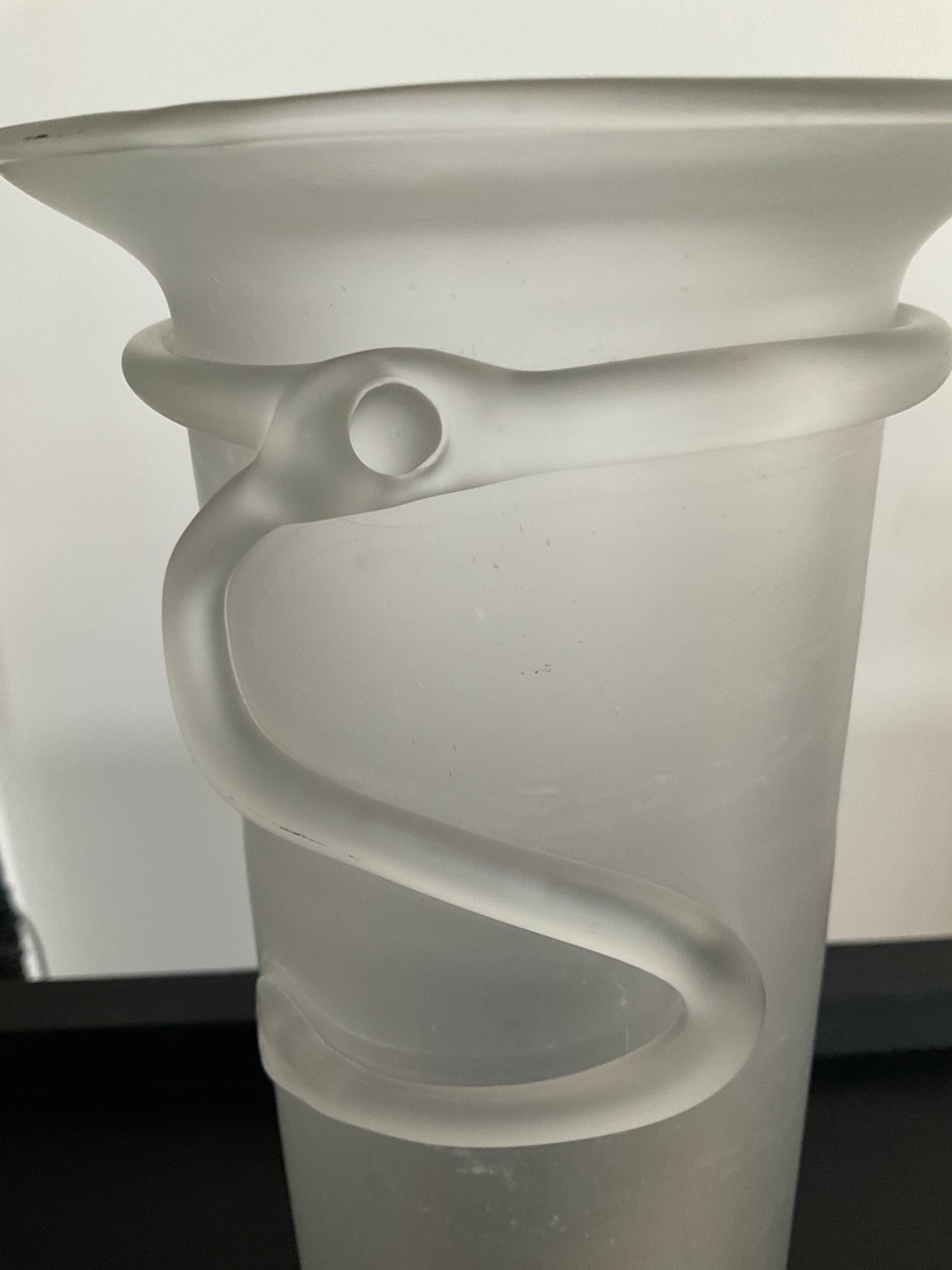 Vintage frosted glass vase 70s