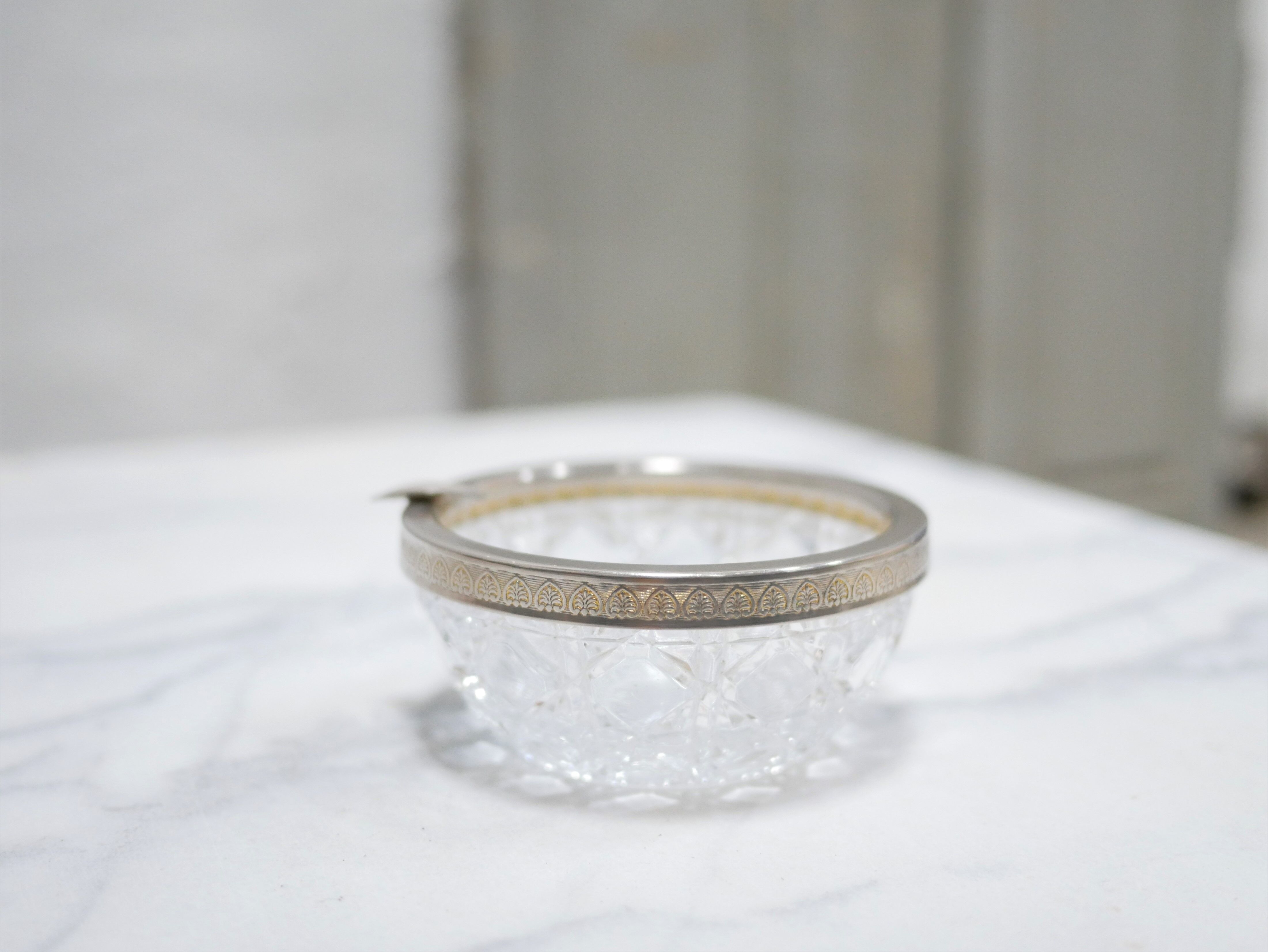 Vintage ashtray in crystal and silver metal