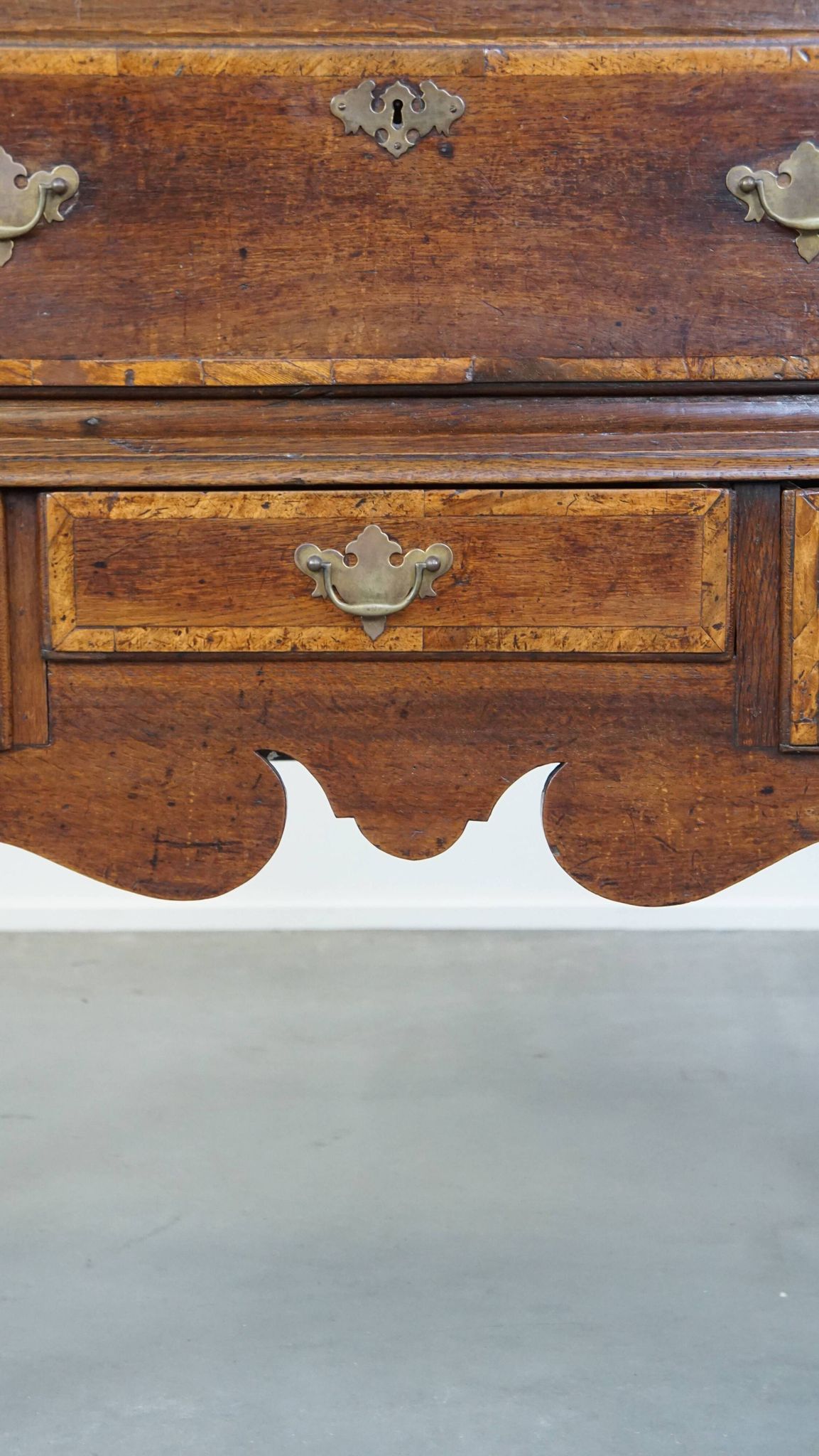Early 18th century English oak chest on stand/ highboy